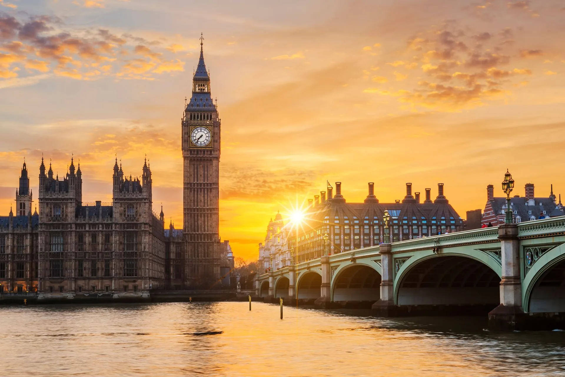 Westminster and Big Ben at sunset